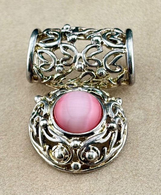 Vintage Premier Designs Slider Pendant Pink Cabochon