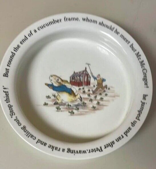 Wedgwood Peter Rabbit Ceramic Baby Bowl Mr Mcgregor Beatrix Potter England Bunny