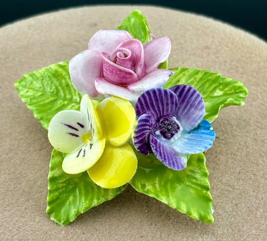 Vintage English Bone China Floral Brooch