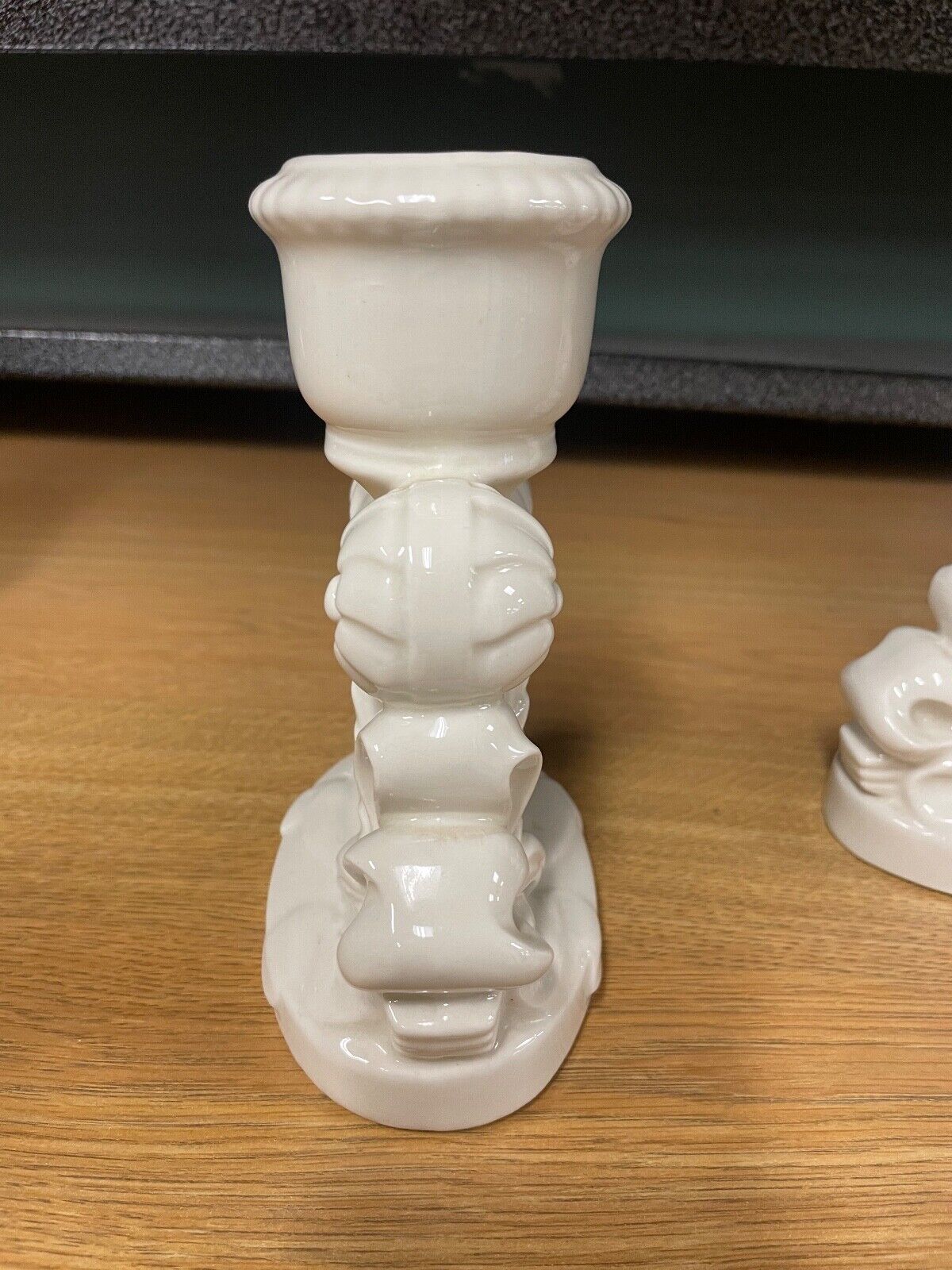 Pair of Vintage Porcelain Candle Stick Holders