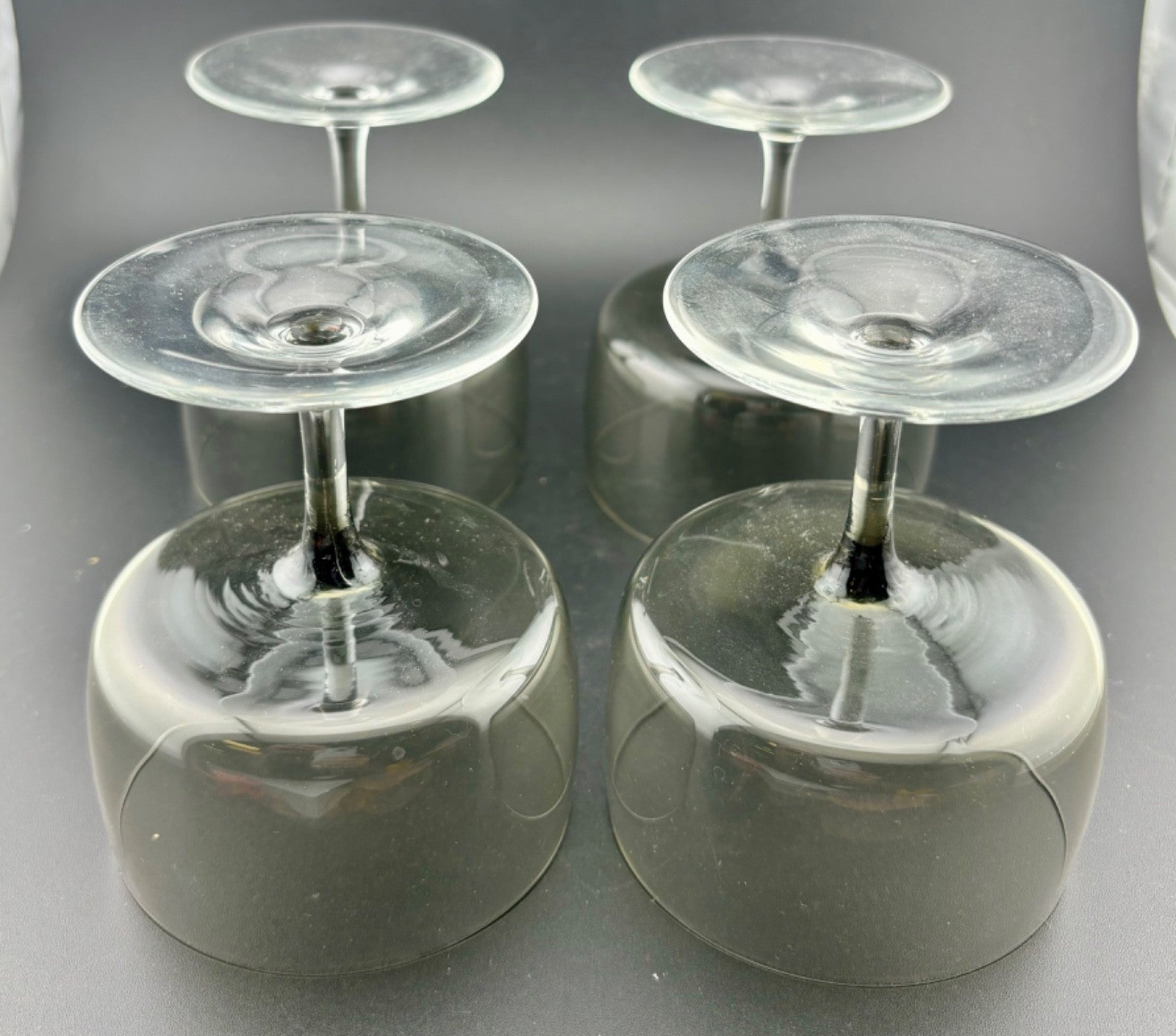Mid-Century West German Smokey Crystal Champagne Coupe Glasses Set of 4