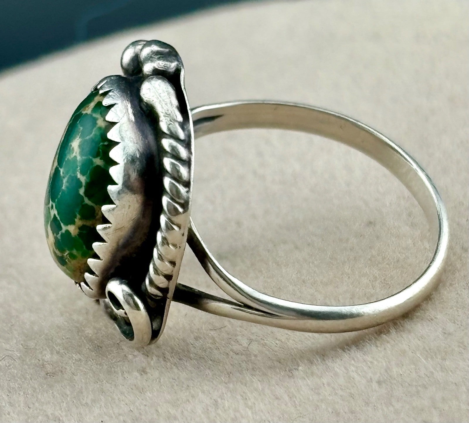 Vintage Turquoise and Unmarked Sterling Silver Ring Sz. 7
