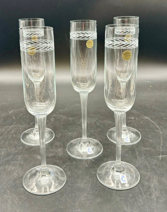 CHAMPAGNE FLUTE BY CHRISTINENHUTTE ETCHED SET OF 5