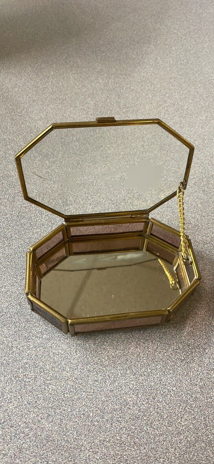 Vintage Small Glass and Brass Trinket/Dresser Box