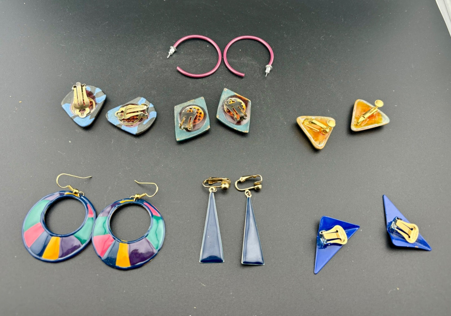 Vintage Bold 1980s Earrings 7 Pairs