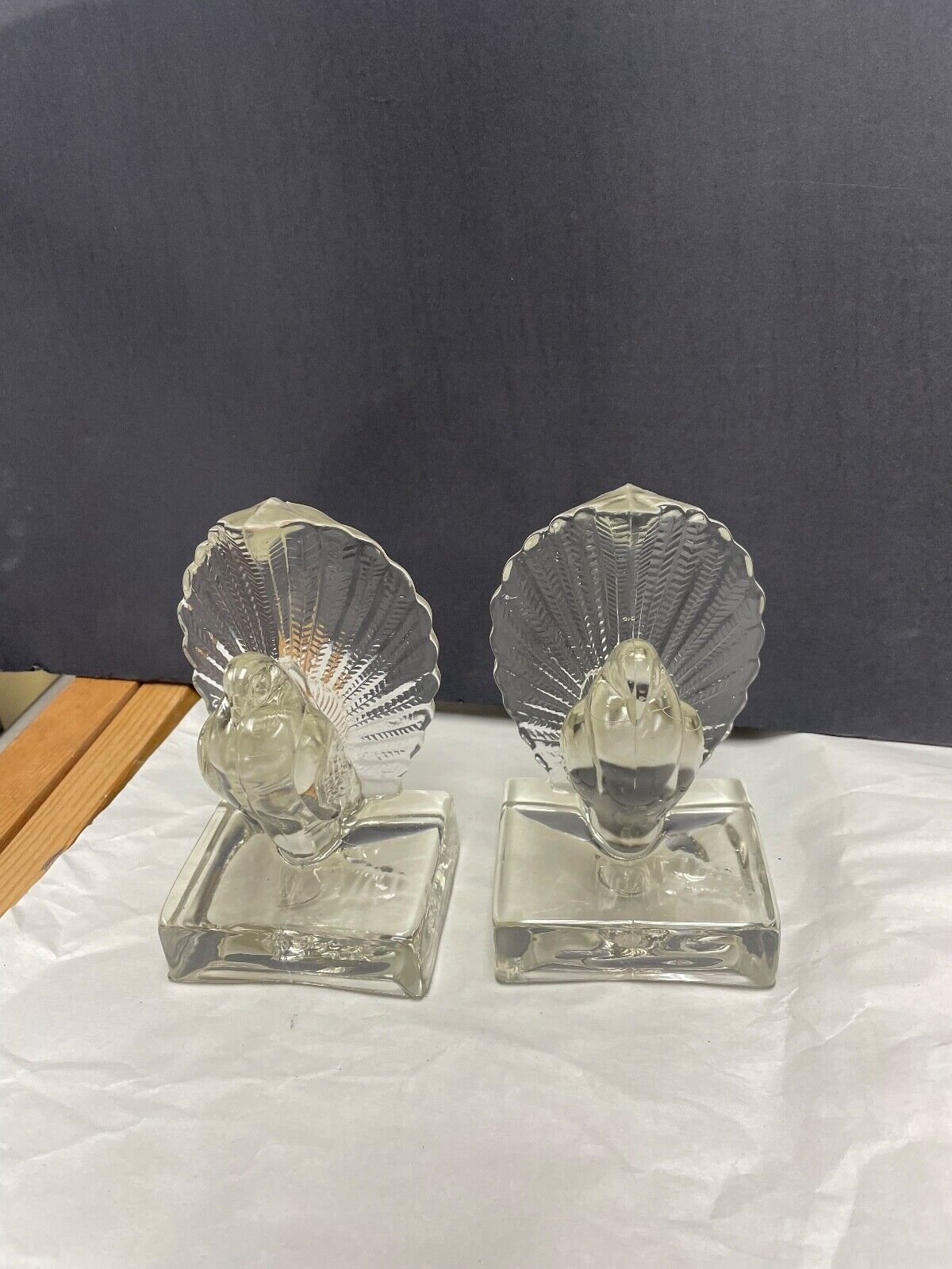 Vintage Pair of Glass Pigeon Bookends