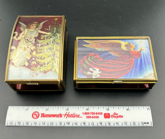 Vintage Brass and Stained Glass Christmas Boxes(2)