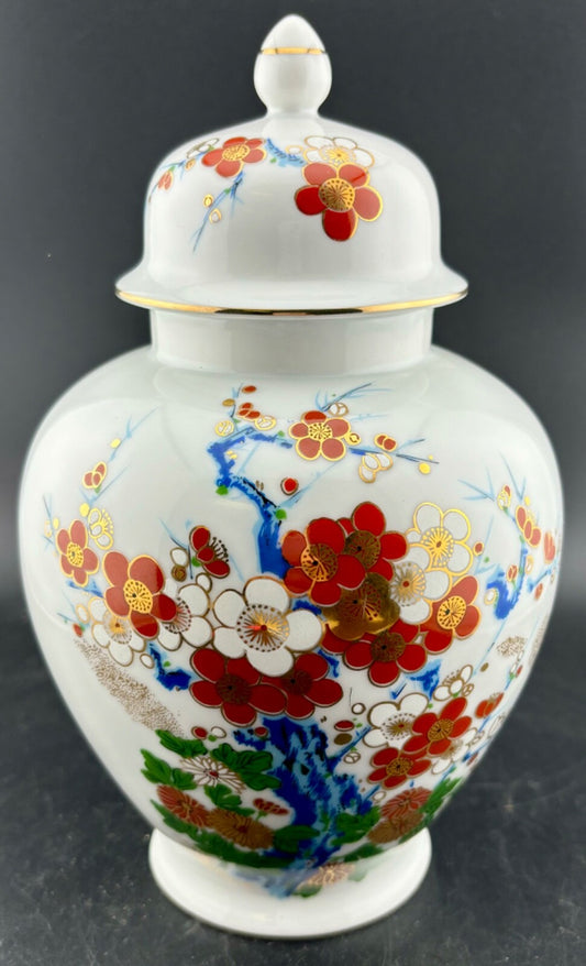 Vintage Japanese Cherry Blossom Porcelain Ginger Jar Unmarked