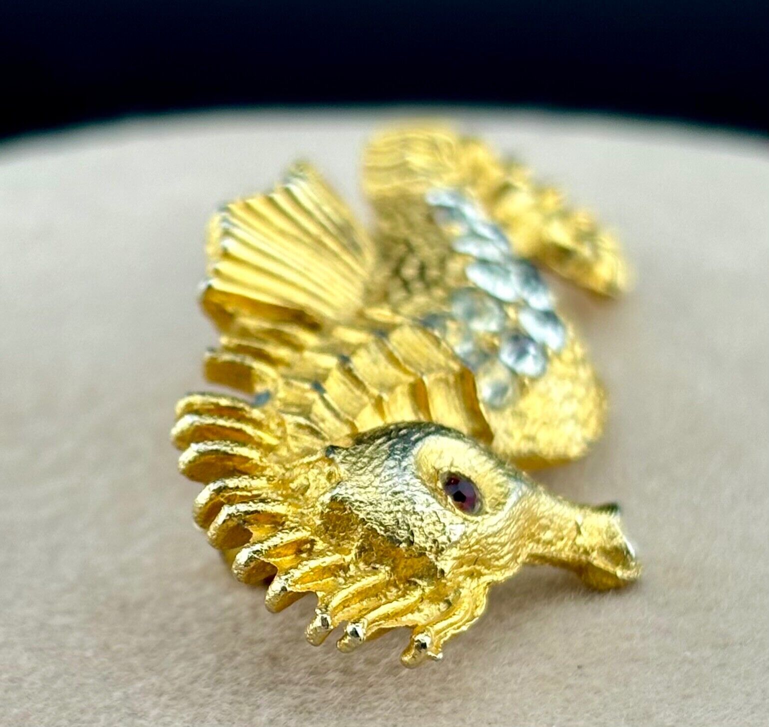 Vintage Goldtone and Rhinestone Seahorse Brooch NK