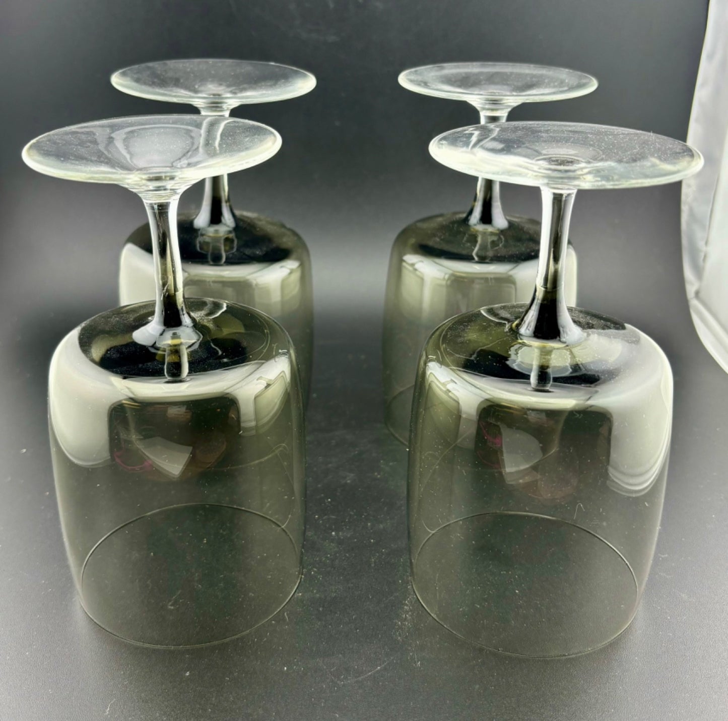 Mid-Century West German Smokey Crystal Wine/Water Glasses Set of 4
