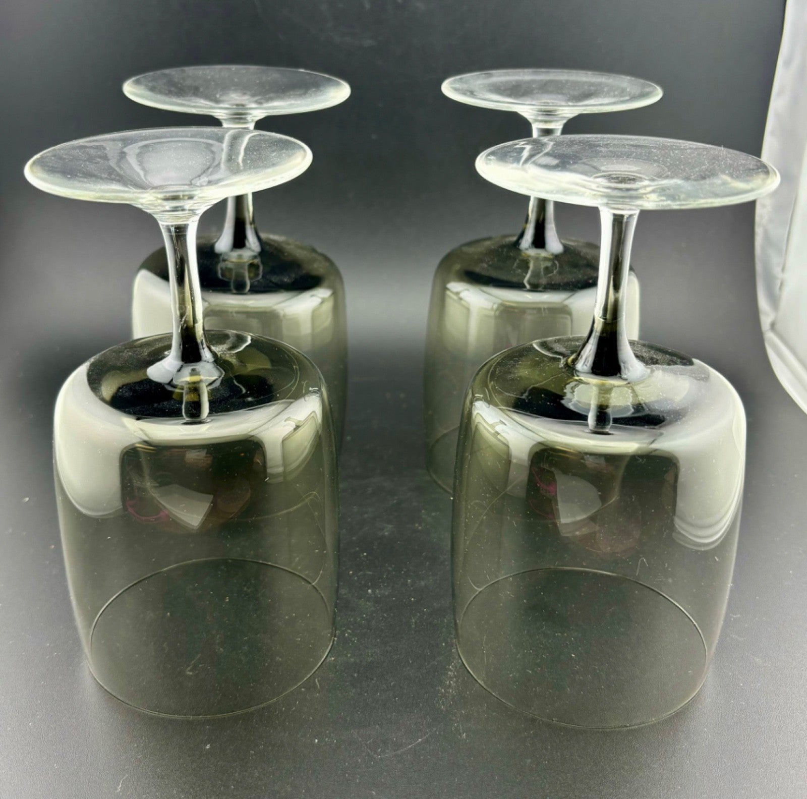 Mid-Century West German Smokey Crystal Wine/Water Glasses Set of 4