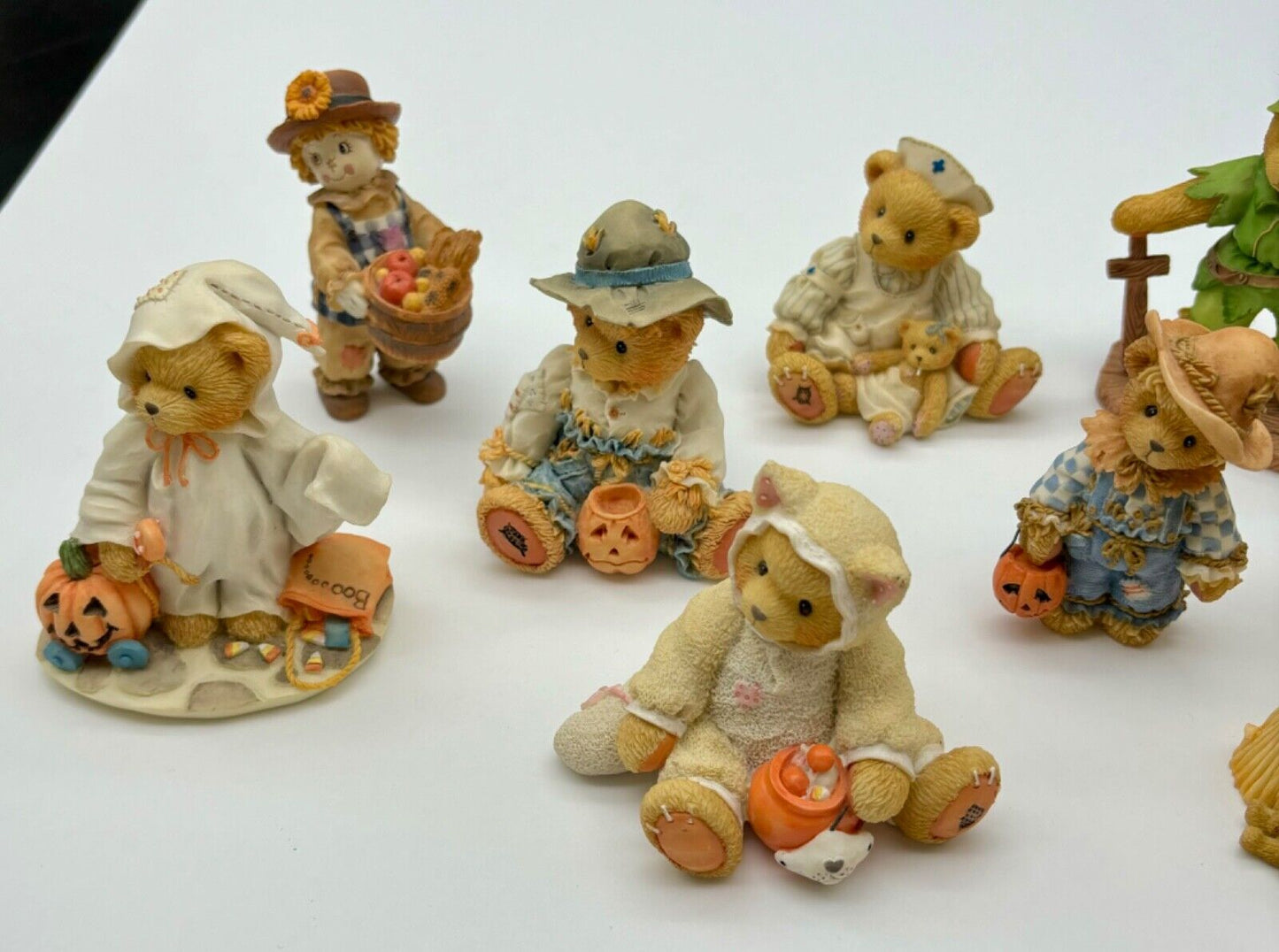 Lot of Ten Cherished Teddies and Enesco Figurines Halloween 1993-2001