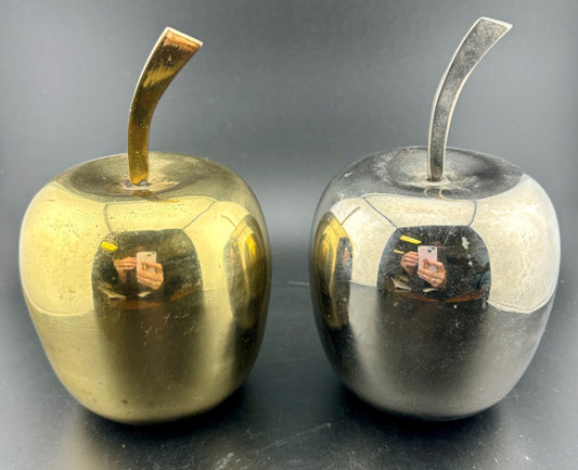Decorative Brass and Chrome Apples Pair