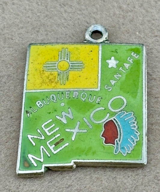 Vintage New Mexico Cloisonne Souvenir Necklace Pendant NK