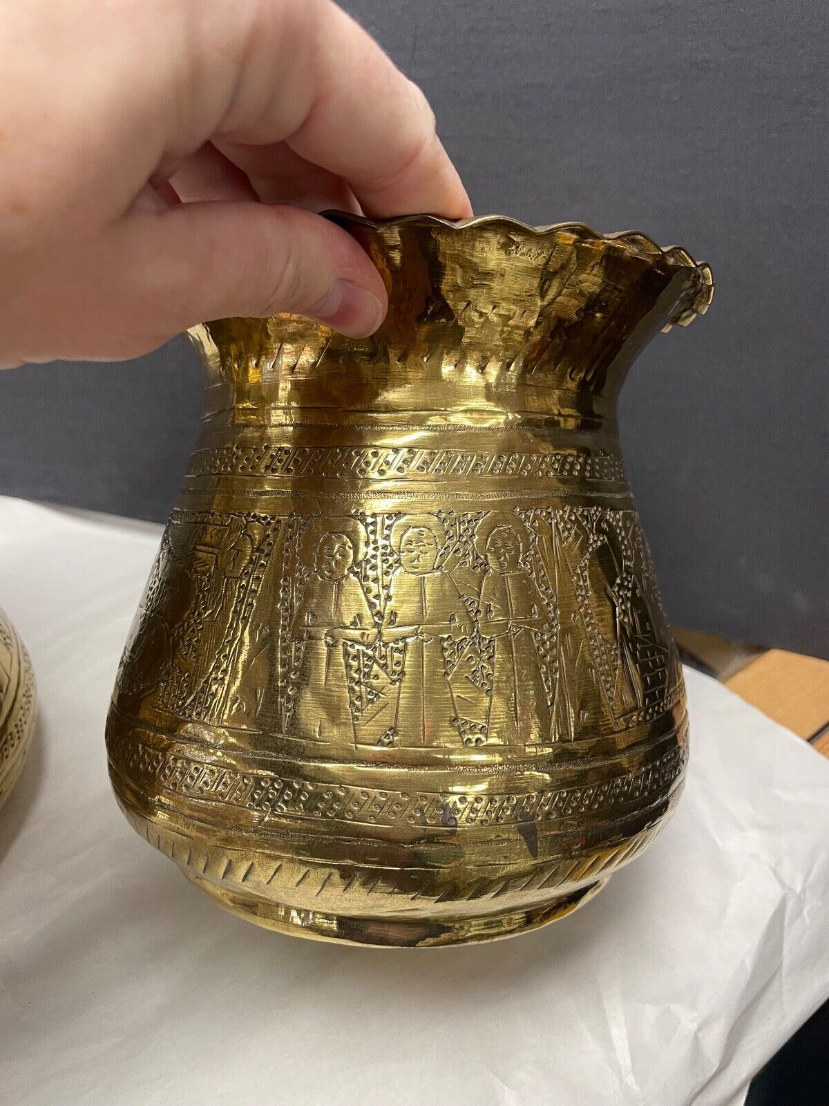 Incised Matching Brass Pots