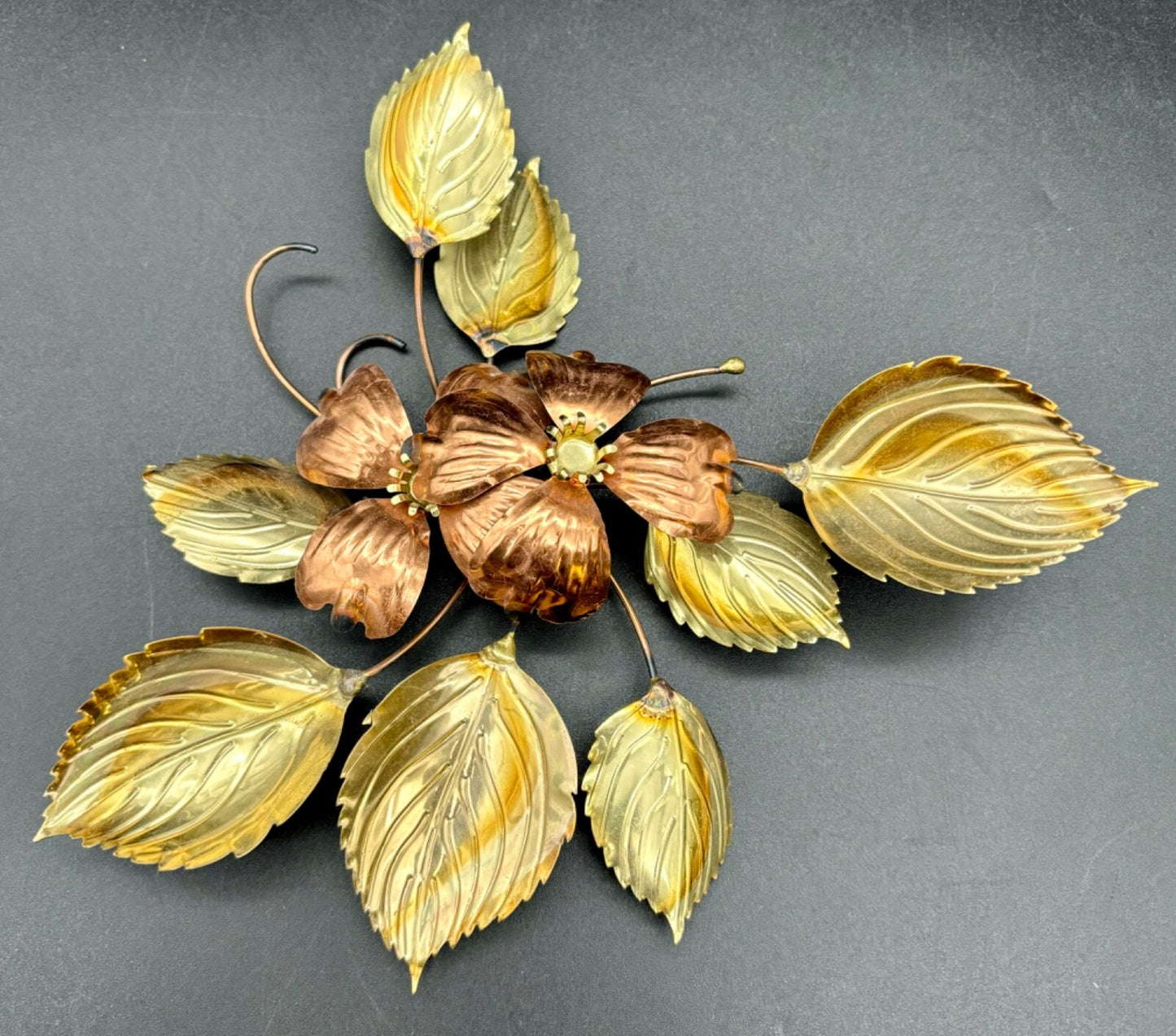 Vintage Home Interiors Dogwood Blossom Wall Decor Brass/Copper