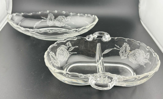 Vintage Fostoria Camellia Pattern Whatnot Dishes(2)