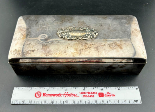 Vintage Velvet Lined Silver Plated Jewelry Box Engraved
