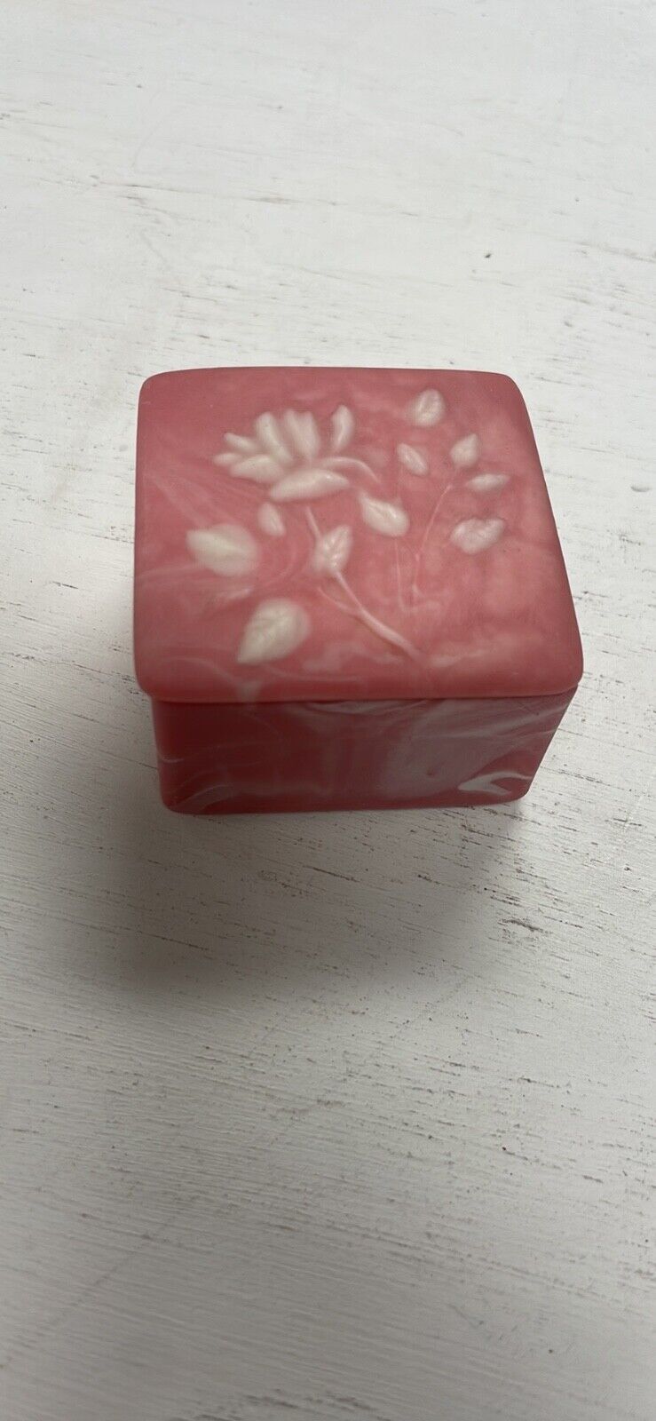 Vintage Pink Incolay Style Trinket Box