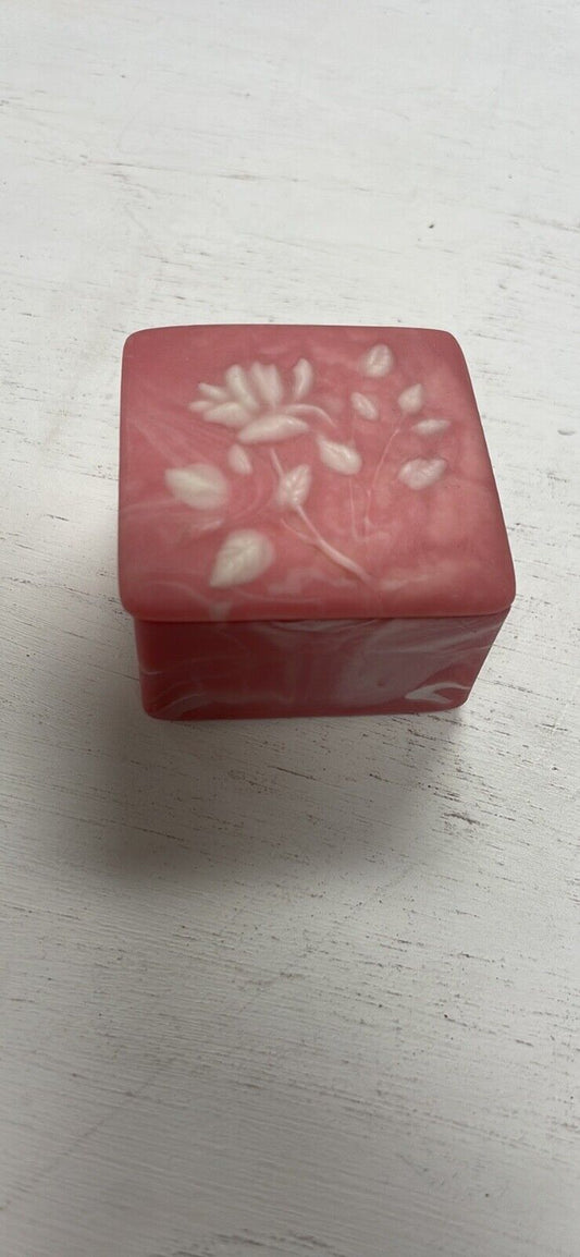 Vintage Pink Incolay Style Trinket Box