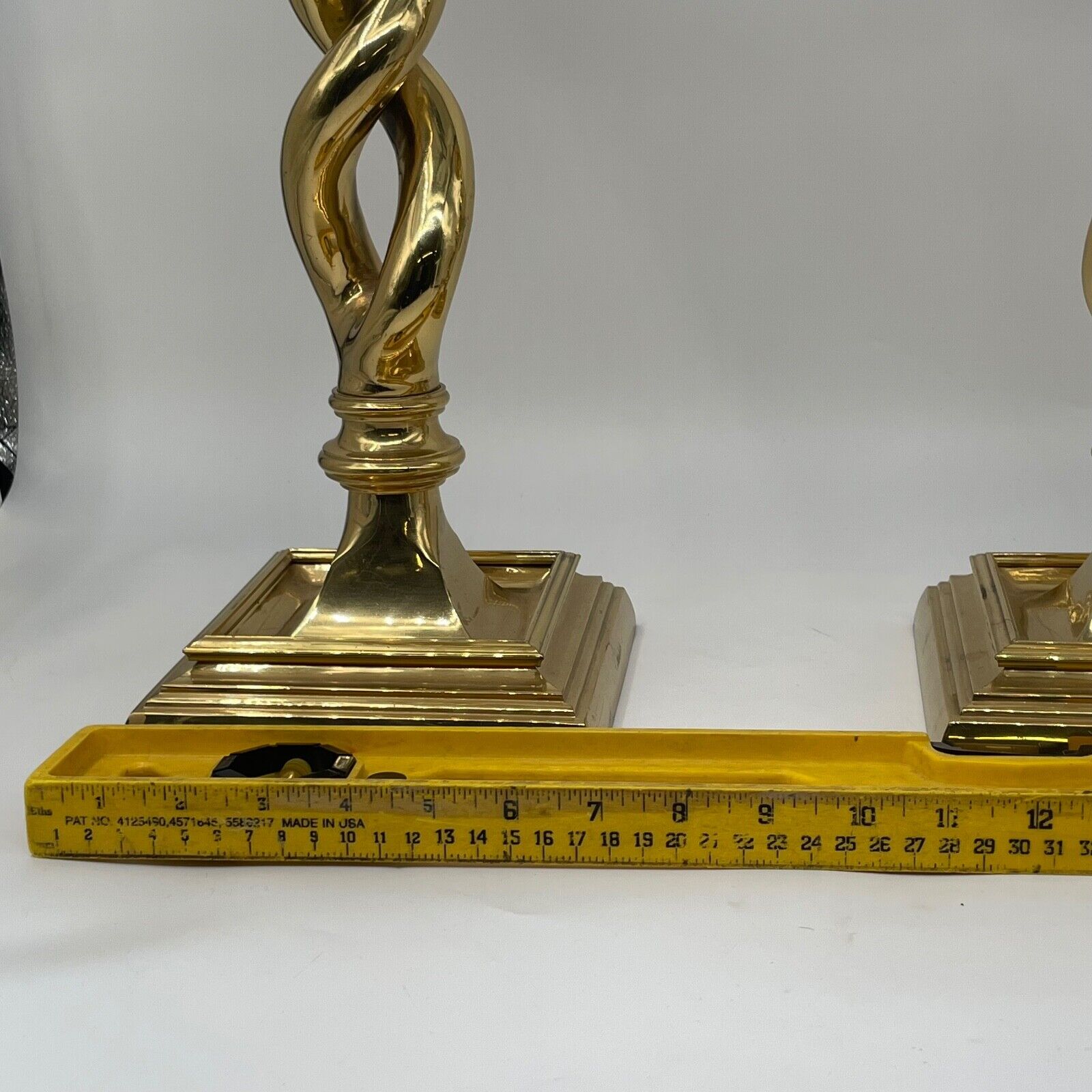 Vintage Pair Solid Brass Candlesticks Barley Twist 16"