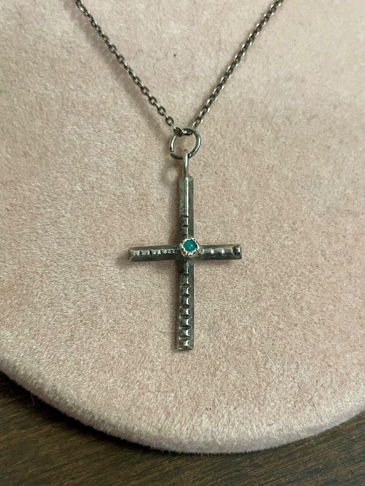 Vintage .925 SS and Turquoise Cross Necklace