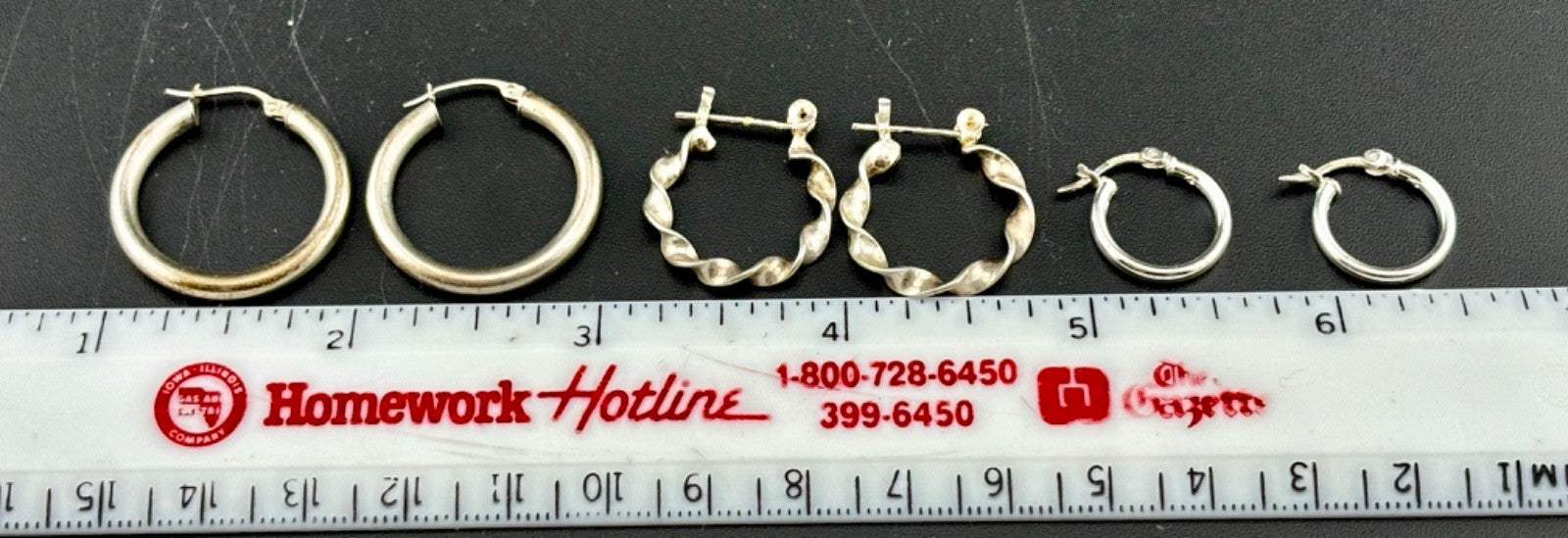 Three Pairs of Sterling Silver Hoop Earrings
