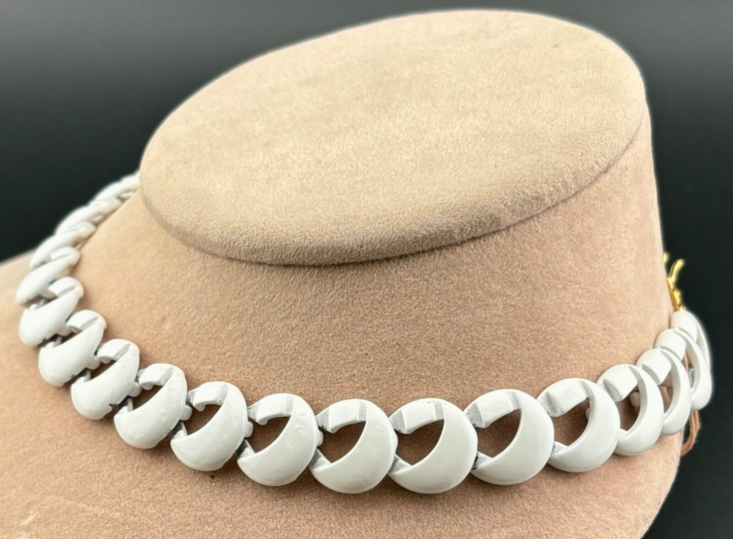 Vintage Monet White Enameled Choker Necklace NK