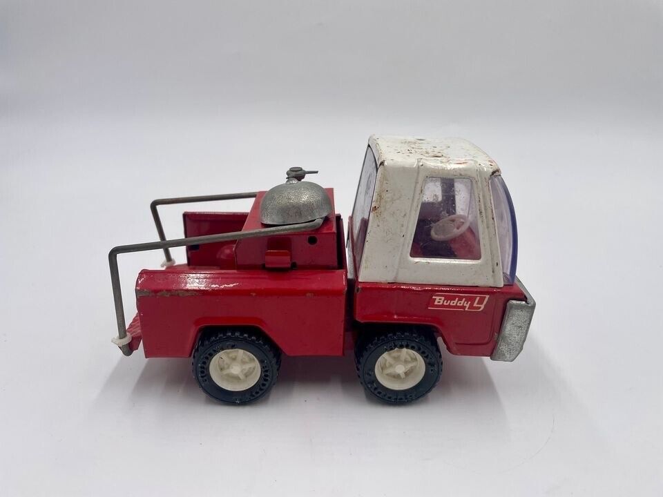 Vintage Red Buddy L Mini Red Pressed Steel Kids Toy Fire Truck