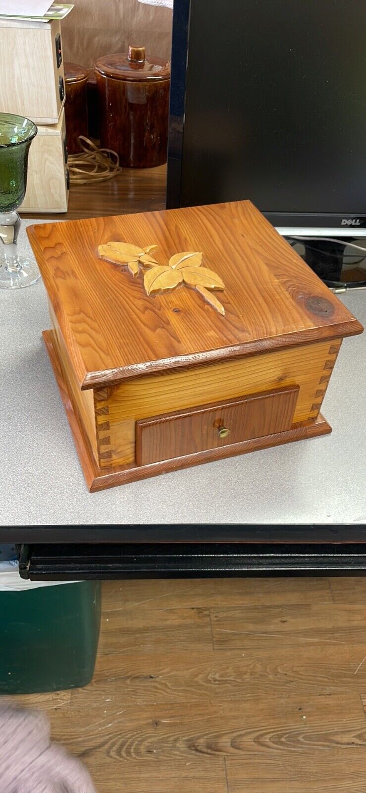 Jewelry Box Handmade Pine Velvet Lining