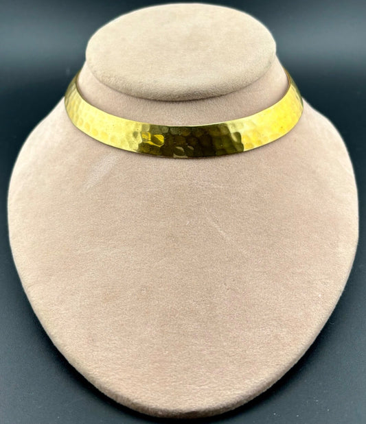 Vintage Hammered Brass Choker Necklace