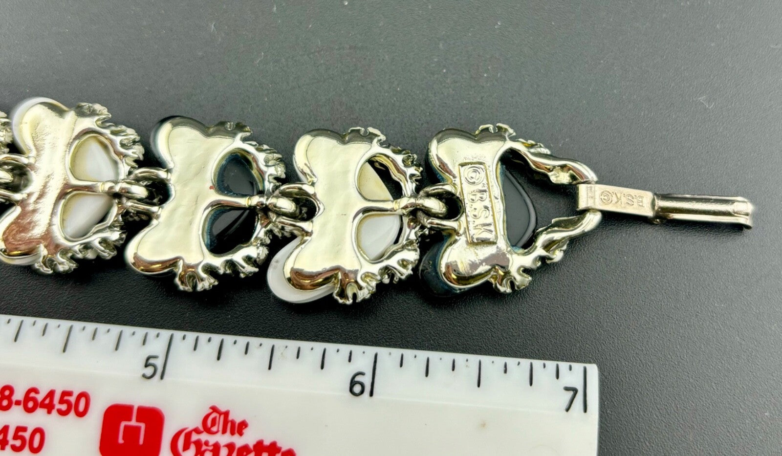 Vintage BSK Rhinestone/Enamel/Acrylic Bracelet