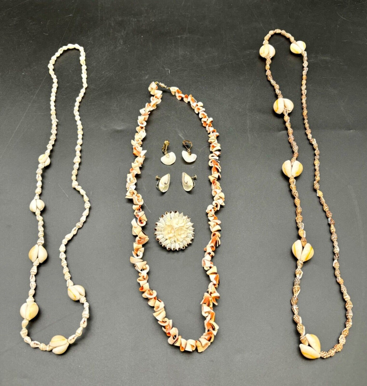 Lot of Vintage Shell Necklaces/Earrings/Brooch NK