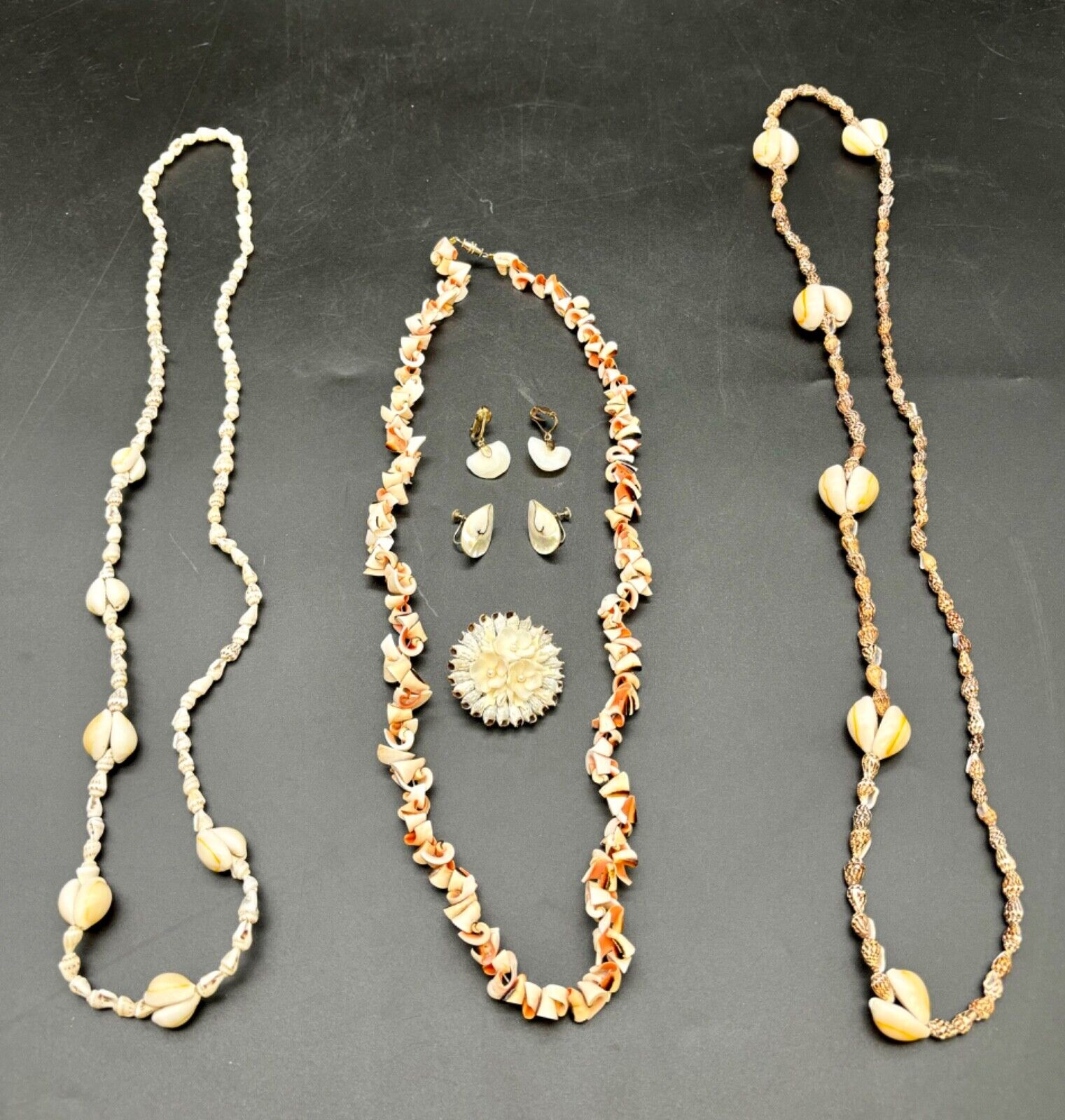 Lot of Vintage Shell Necklaces/Earrings/Brooch NK