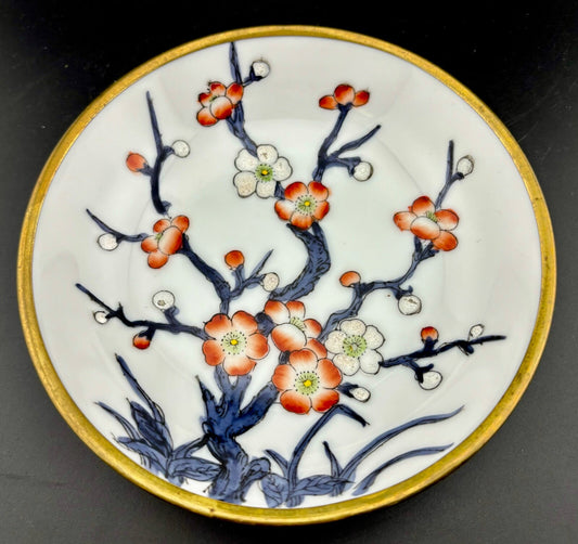 Vintage A NORA FENTON DESIGN Porcelain Brass Low Bowl Cherry Blossom Tree Decor