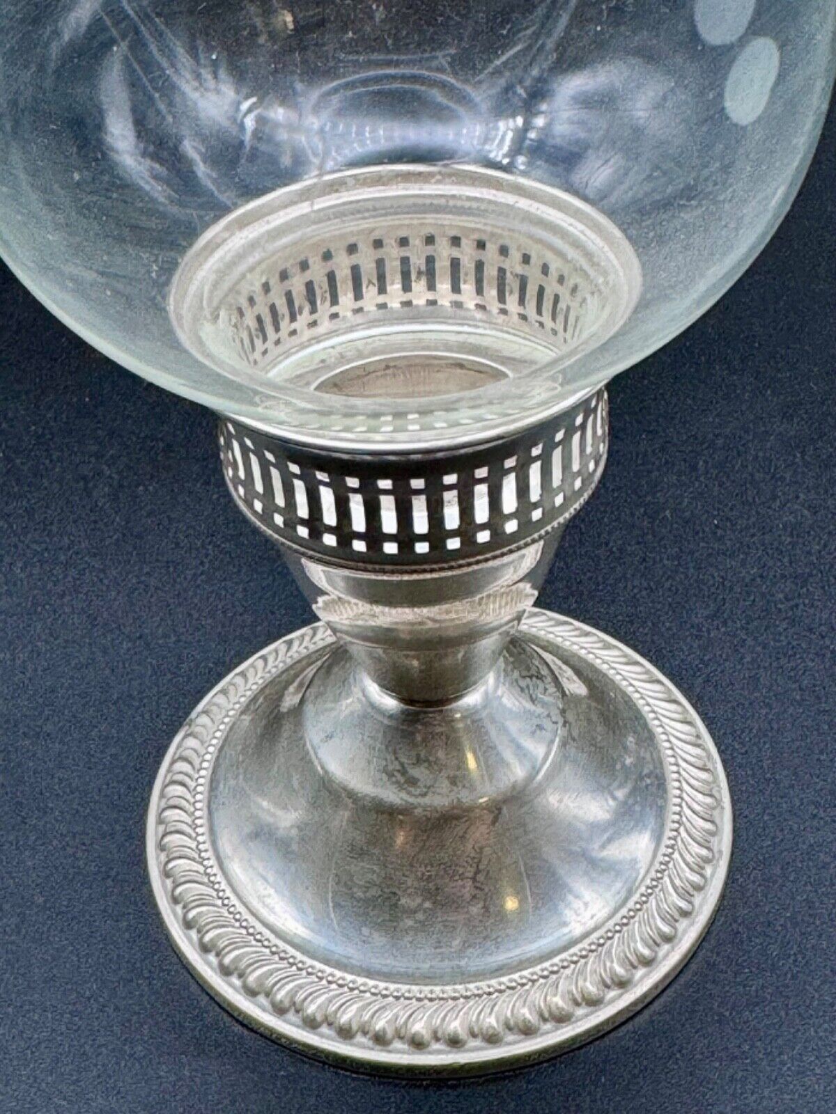 STERLING SILVER DUCHIN CREATIONS WEIGHTED HURRICANE LAMP CANDLE HOLDER