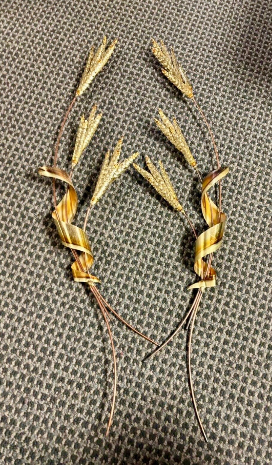 Vintage Home Interiors Brass Wheat Wall Decor   MCM  Homco  31”