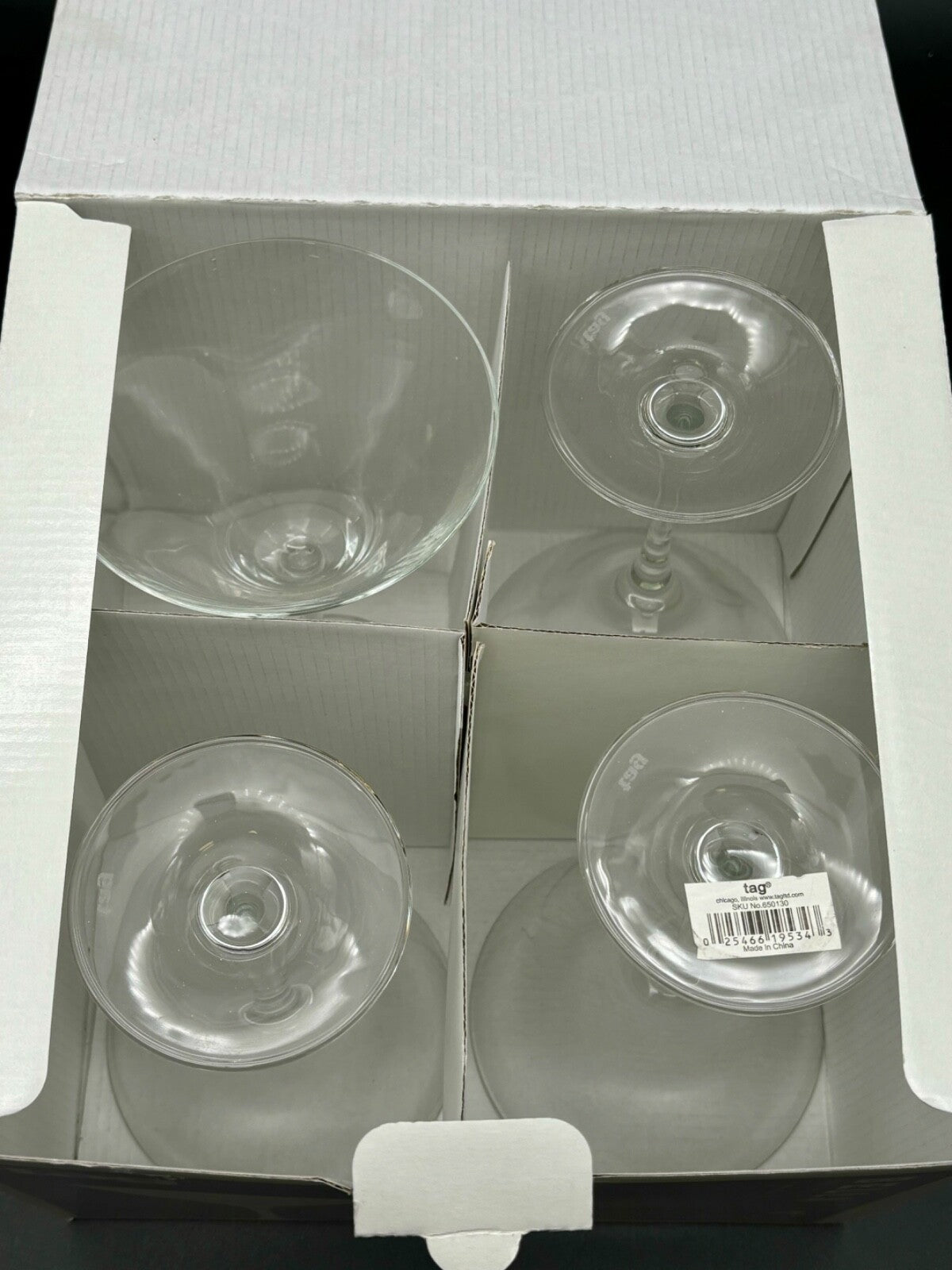 Tag Bella Collection Martini Glasses(4) NIB