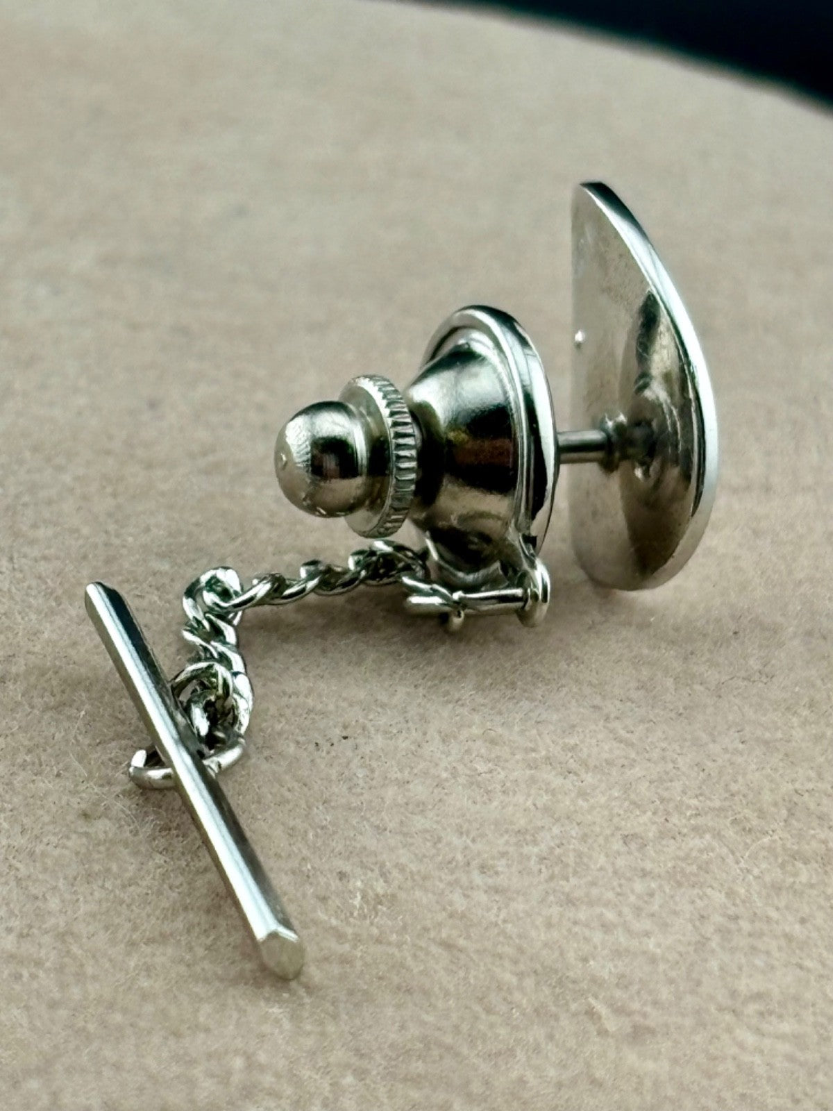 Vintage MCM Anson Sterling Silver and Sapphire Tie Tack