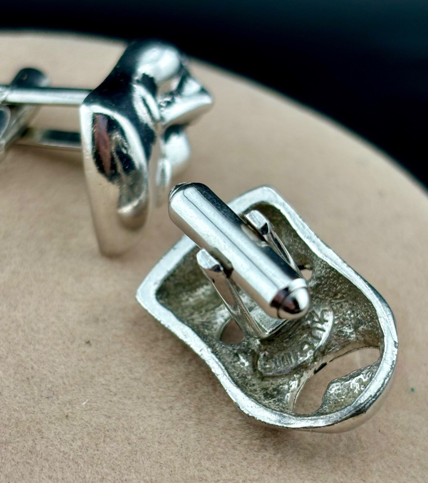 Swank Cuff Links Shakespeare Tragedy Theater Mask Silver Tone