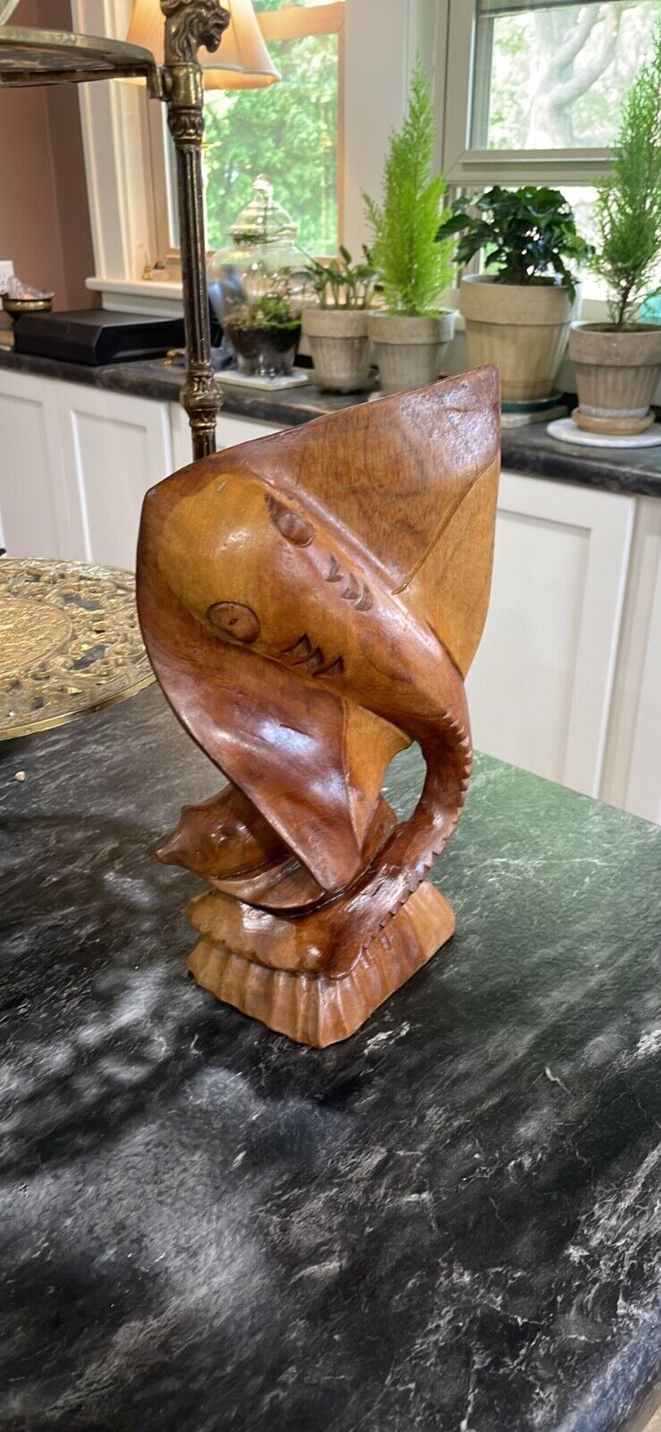 Vintage Carved Monkey Pod Stingray/Manta Ray