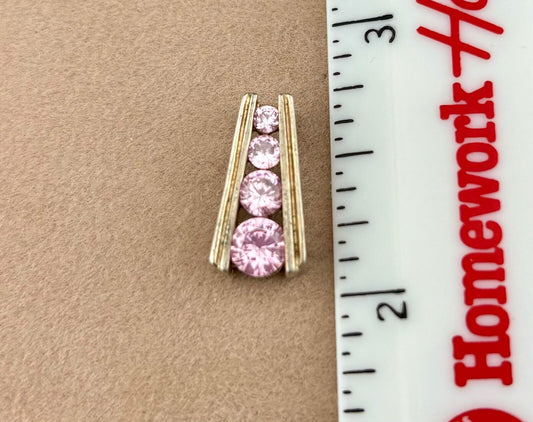 Sterling Silver Pink Cubic Zirconia Slider Pendant
