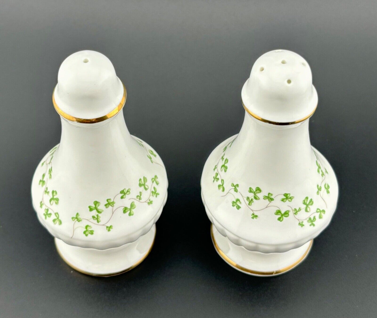 Royal Tara Salt and Pepper Shakers Trellis Made Ireland EUC Shamrocks