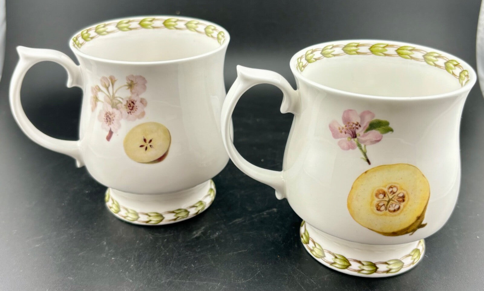 Queen's Hooker China Fruit Mugs Set Of 2 The Royal Horticultural Society 8 Oz 