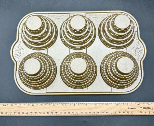 Nordic Ware Tiered Cakelet Pan 6 cups 1.4 L Cast Aluminum Made In The USA