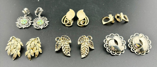 Six Pairs of Vintage Clip On Earrings NK