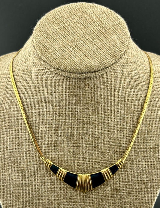 Vintage 1990's Gold-Tone Enameled Choker NK