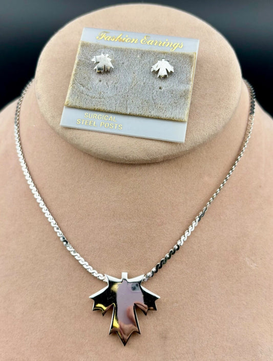 Trifari Maple Leaf Necklace and Earrings NK