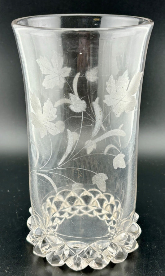 Vintage EAPG Etched Glass Tumbler/Vase