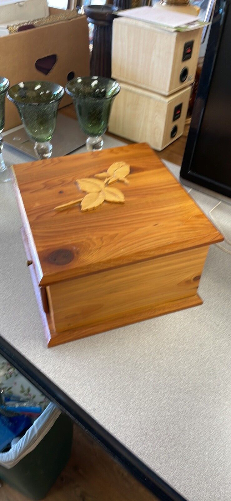 Jewelry Box Handmade Pine Velvet Lining